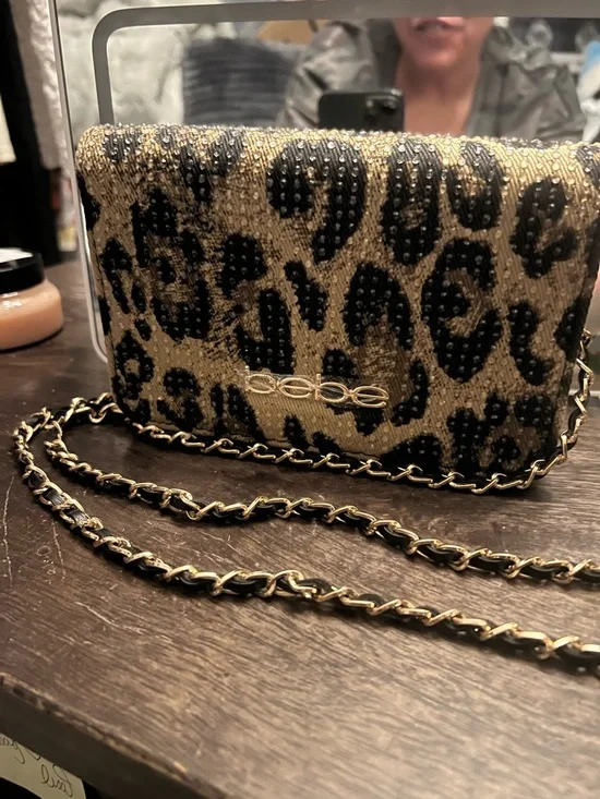 NWT Bebe Meara Crystal Leopard Crossbody - Wallet on Chain DEADSTOCK - Picture 3 of 12